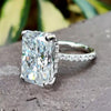 14.6 ct DEW White Moissanite Radiant Solitaire Ring - 18K Gold Vermeil on 925 Sterling Silver