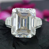 25.5 ct DEW White Moissanite Emerald Solitaire Ring - 18K Gold Vermeil on 925 Sterling Silver
