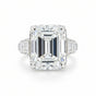 25.5 ct DEW White Moissanite Emerald Solitaire Ring - 18K Gold Vermeil on 925 Sterling Silver