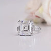9.5 Ct White Moissanite Asscher Solitaire Ring - 925 Sterling Silver Gold Vermeil