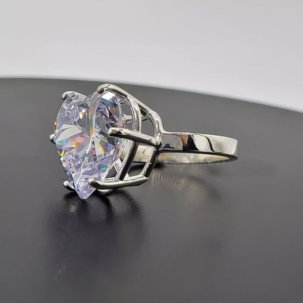 7.2 Ct White Moissanite Heart Solitaire Ring - 925 Sterling Silver Gold Vermeil