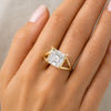 6.3 ct DEW Emerald Moissanite Asscher Solitaire Ring - 18K Gold Vermeil on 925 Sterling Silver