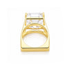 6.3 ct DEW Emerald Moissanite Asscher Solitaire Ring - 18K Gold Vermeil on 925 Sterling Silver