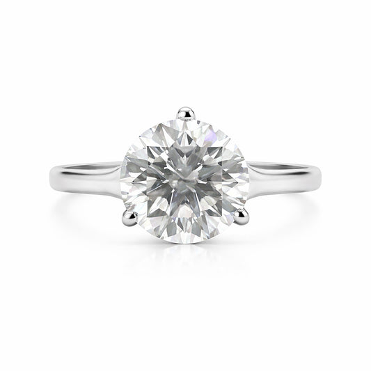 7.65 ct DEW White Moissanite Round Solitaire Ring - 18K Gold Vermeil on 925 Sterling Silver