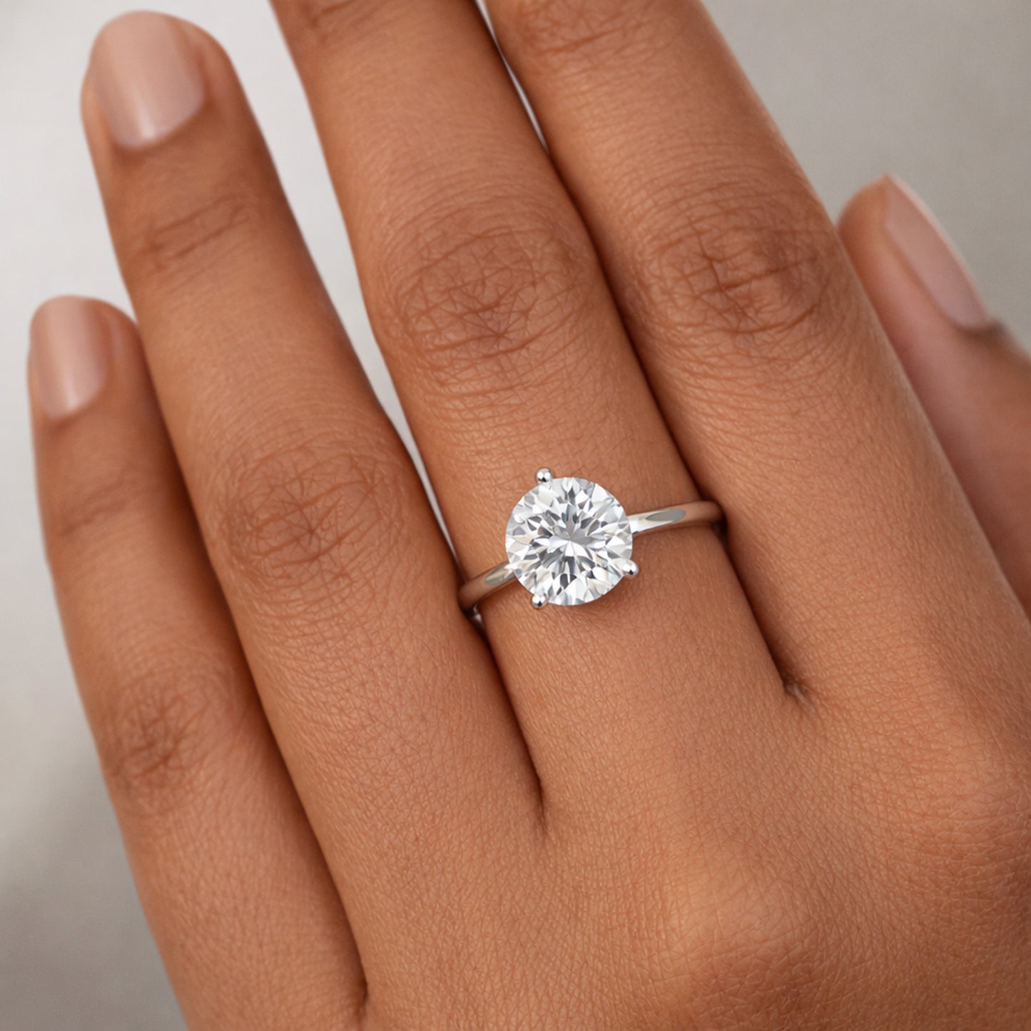 7.65 ct DEW White Moissanite Round Solitaire Ring - 18K Gold Vermeil on 925 Sterling Silver
