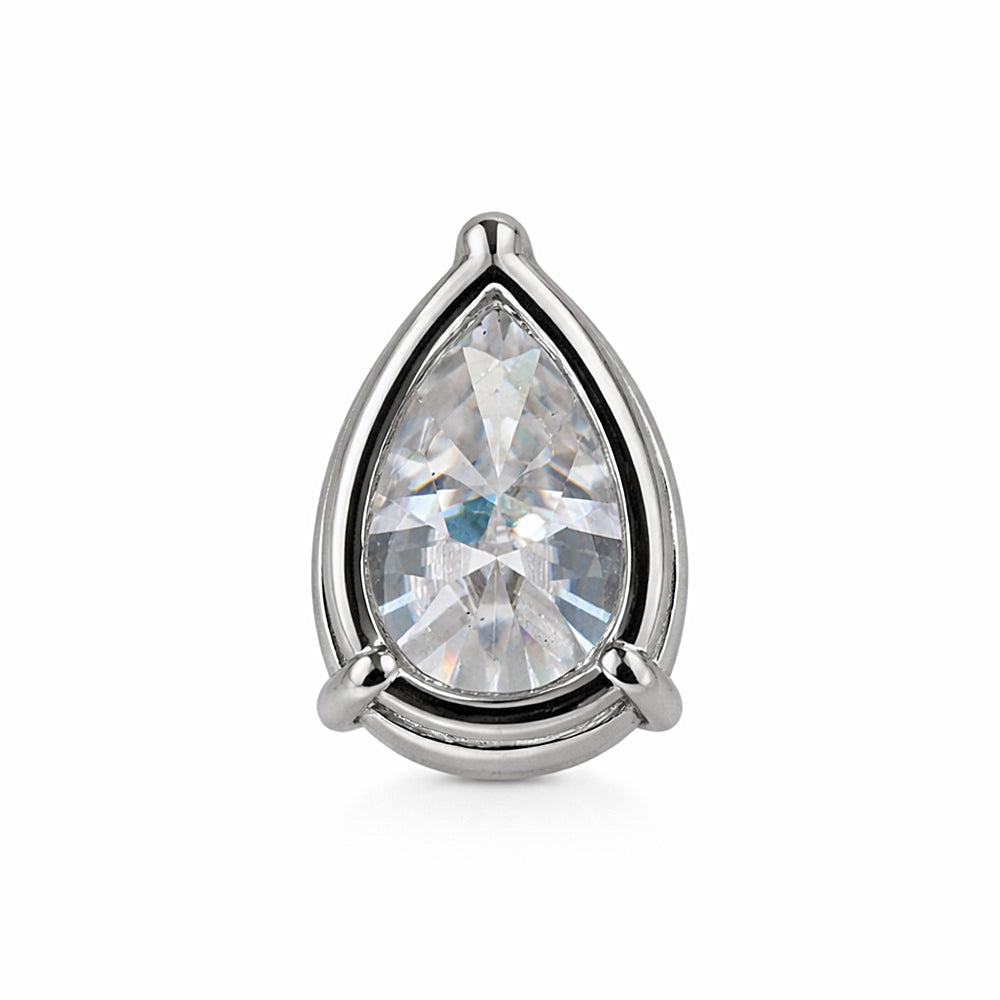 Certified 4.60Ct Pear Shape White Moissanite Solitaire Pendant in Gold Vermeil