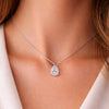 Certified 4.60Ct Pear Shape White Moissanite Solitaire Pendant in Gold Vermeil