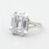 9.25 ct DEW White Moissanite Emerald Solitaire Ring - 18K Gold Vermeil on 925 Sterling Silver