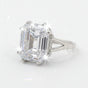 9.25 ct DEW White Moissanite Emerald Solitaire Ring - 18K Gold Vermeil on 925 Sterling Silver