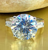 Certified 3.50 ct DEW Round Cut White Solitaire Moissanite Engagement Ring 18K Gold Pla 18K Gold Plated