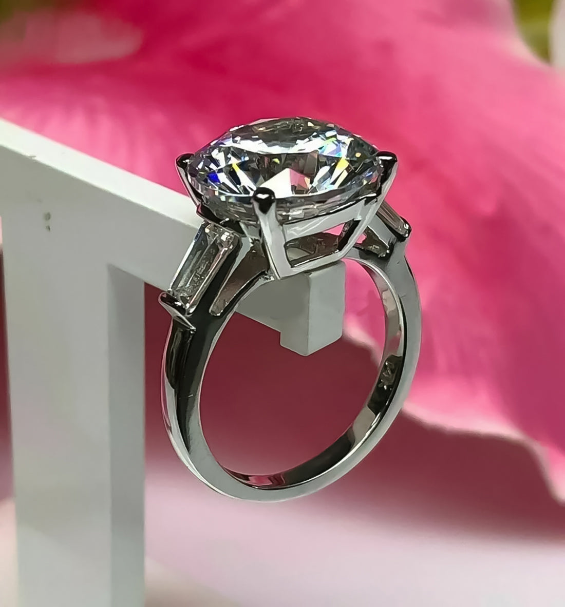 Certified 3.50 ct DEW Round Cut White Solitaire Moissanite Engagement Ring 18K Gold Pla 18K Gold Plated