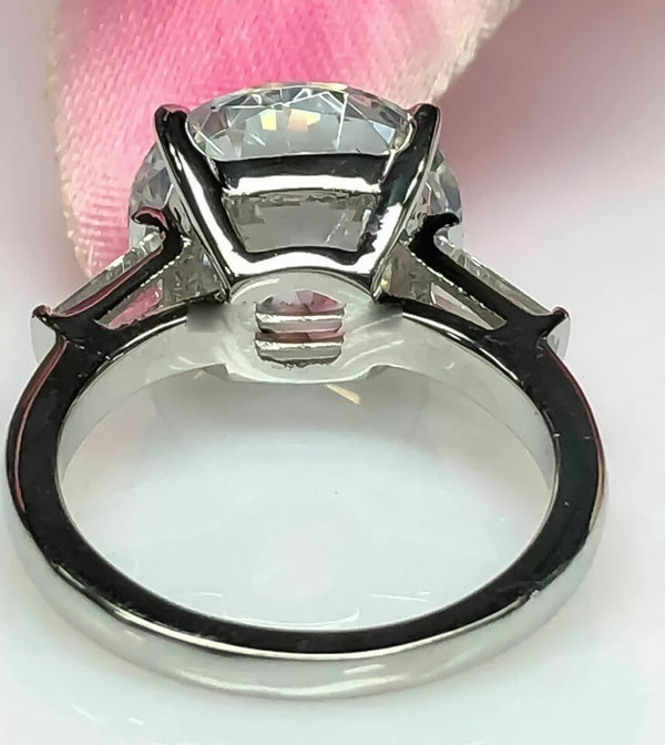 Certified 3.50 ct DEW Round Cut White Solitaire Moissanite Engagement Ring 18K Gold Pla 18K Gold Plated