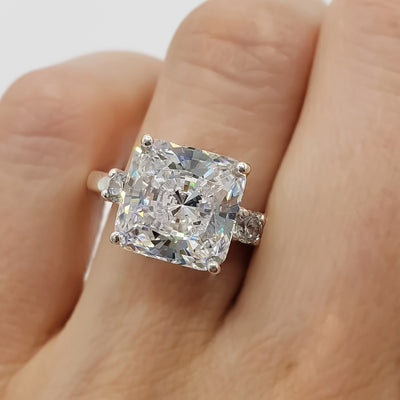 5 Ct Certified Radiant Cut White Moissanite Ring For Women 18K Gold Plated