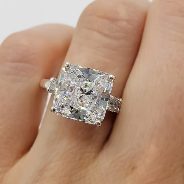 5 ct DEW Certified Radiant Cut White Moissanite Ring For Women 18K Gold Plated