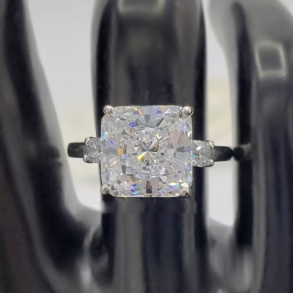 5 Ct Certified Radiant Cut White Moissanite Ring For Women 18K Gold Plated