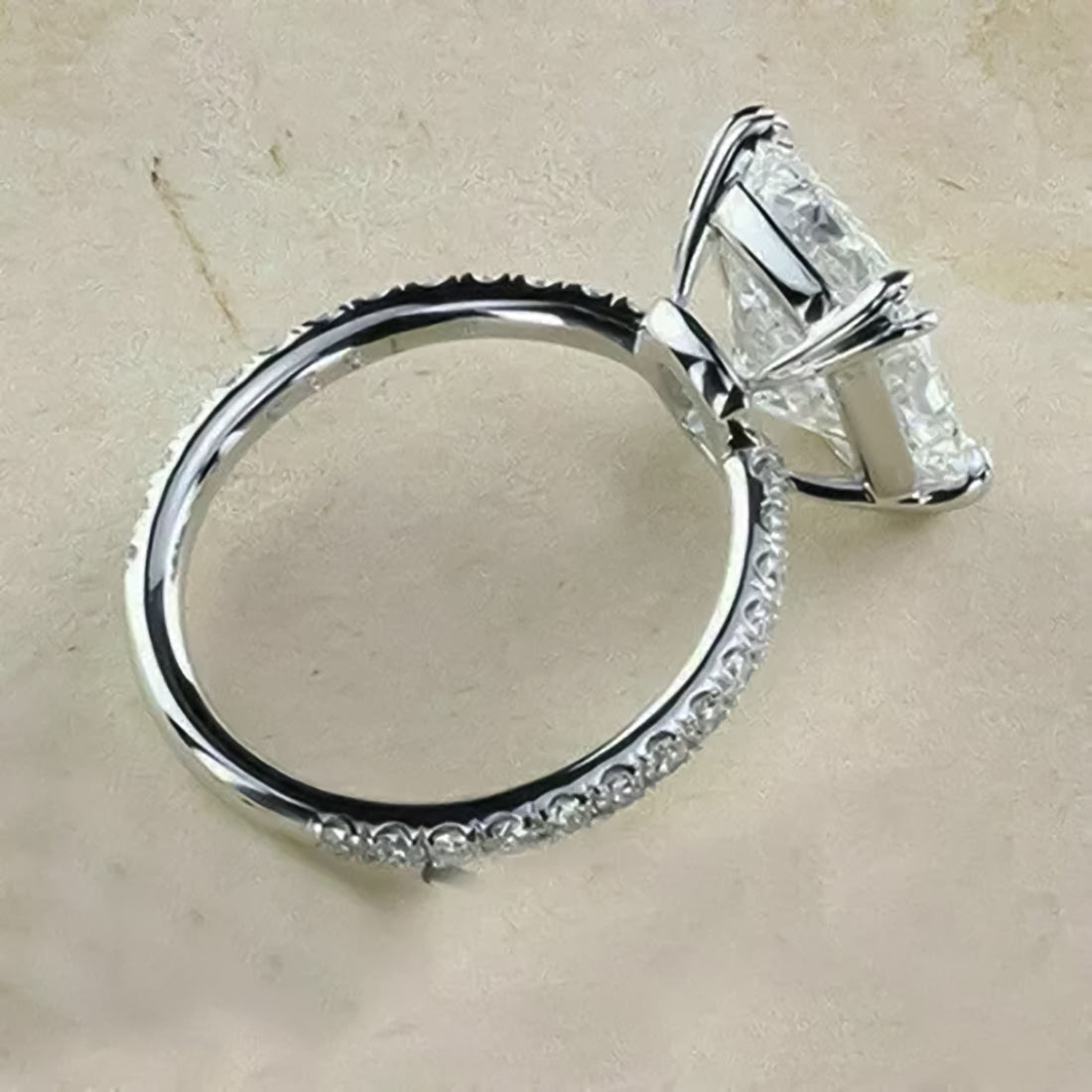 EGL Certified 4 ct DEW Cushion Cut White Moissanite Ring 18K Gold Plated