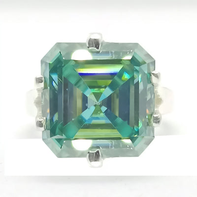 10.10 Ct Certified Blue Moissanite Asscher Cut Solitaire Ring Ring 18K Gold Plated 18K Gold Plated