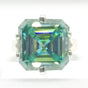 10.10 Ct Certified Blue Moissanite Asscher Cut Solitaire Ring Ring 18K Gold Plated 18K Gold Plated