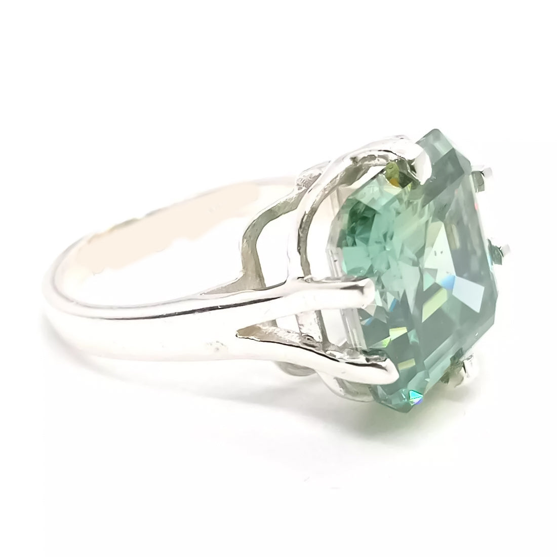 10.10 Ct Certified Blue Moissanite Asscher Cut Solitaire Ring Ring 18K Gold Plated 18K Gold Plated