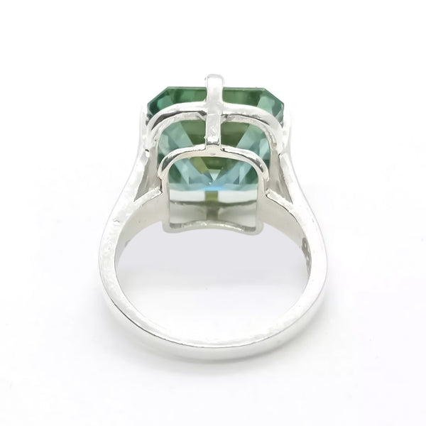 10.10 Ct Certified Blue Moissanite Asscher Cut Solitaire Ring Ring 18K Gold Plated 18K Gold Plated