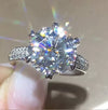 Certified 4.80 ct DEW Round Cut White Moissanite Solitaire Statement Ring 18K Gold Plat 18K Gold Plated
