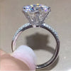 Certified 4.80 ct DEW Round Cut White Moissanite Solitaire Statement Ring 18K Gold Plat 18K Gold Plated