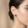 4.40 ct DEW Blue Moissanite Stud Earrings Gold Vermeil Sparkling Gift for Women