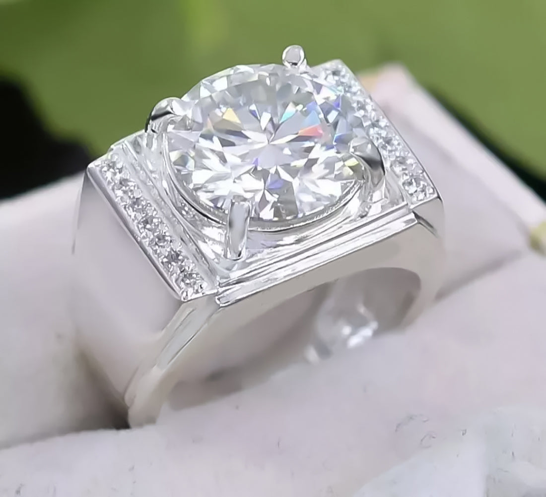 Certified 5.95 Ct Round Cut White Moissanite Ring For Mother's Day 18K Gold Plated 18K Gold Plated