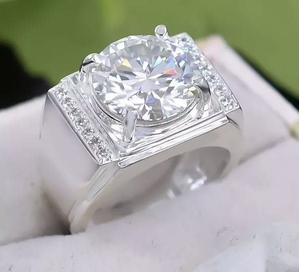 Certified 5.95 Ct Round Cut White Moissanite Ring For Mother's Day 18K Gold Plated 18K Gold Plated