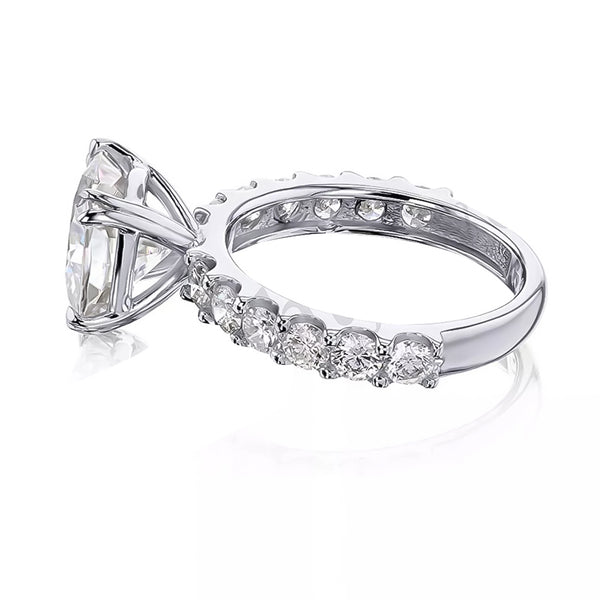 Certified 3.50 ct DEW Cushion Cut White Moissanite Solitaire Ring 18K Gold Plated Vermei 18K Gold Plated