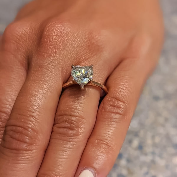 4.00 ct DEW Certified Heart Cut Solitaire White Moissanite In Ring 18K Gold Plated Verm 18K Gold Plated
