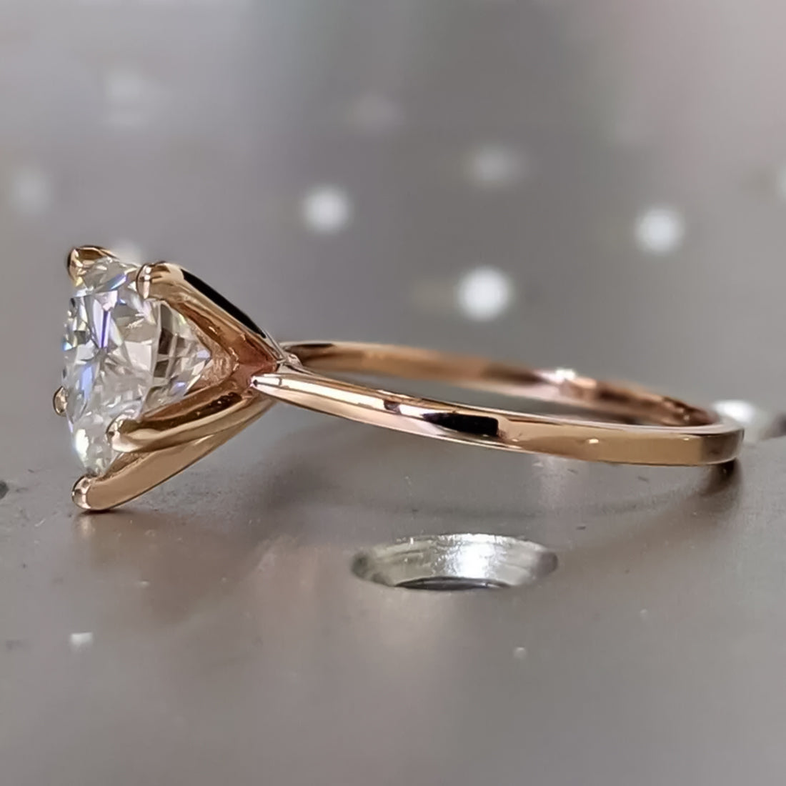4.00 ct DEW Certified Heart Cut Solitaire White Moissanite In Ring 18K Gold Plated Verm 18K Gold Plated