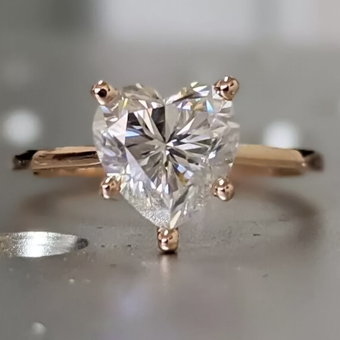 4.00 ct DEW Certified Heart Cut Solitaire White Moissanite In Ring 18K Gold Plated Verm 18K Gold Plated