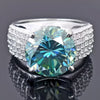 8.55 Ct Certified Round Cut Blue Moissanite Solitaire Ring 18K Gold Plated