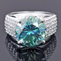 8.55 Ct Certified Round Cut Blue Moissanite Solitaire Ring 18K Gold Plated
