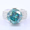 8.55 Ct Certified Round Cut Blue Moissanite Solitaire Ring 18K Gold Plated