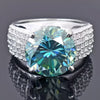 8.55 Ct Certified Round Cut Blue Moissanite Solitaire Ring 18K Gold Plated