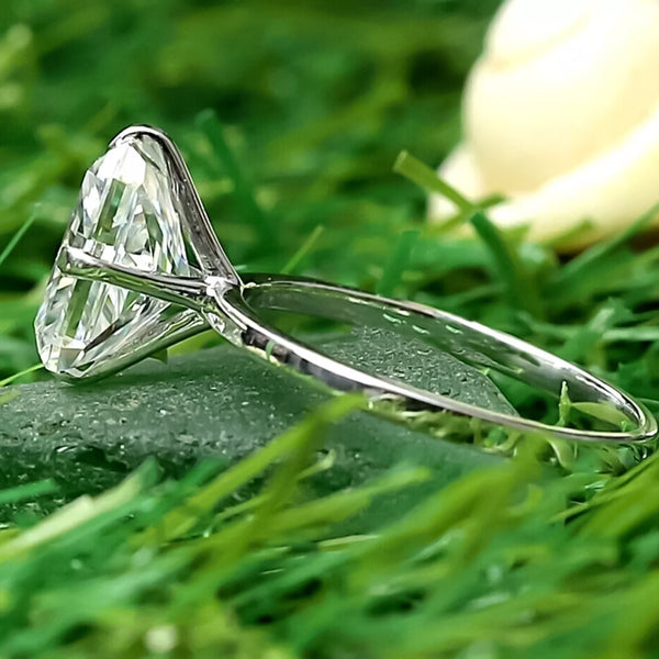 4.10 Ct Certified Radiant Cut White Solitaire Moissanite Ring 18K Gold Plated Verme 18K Gold Plated