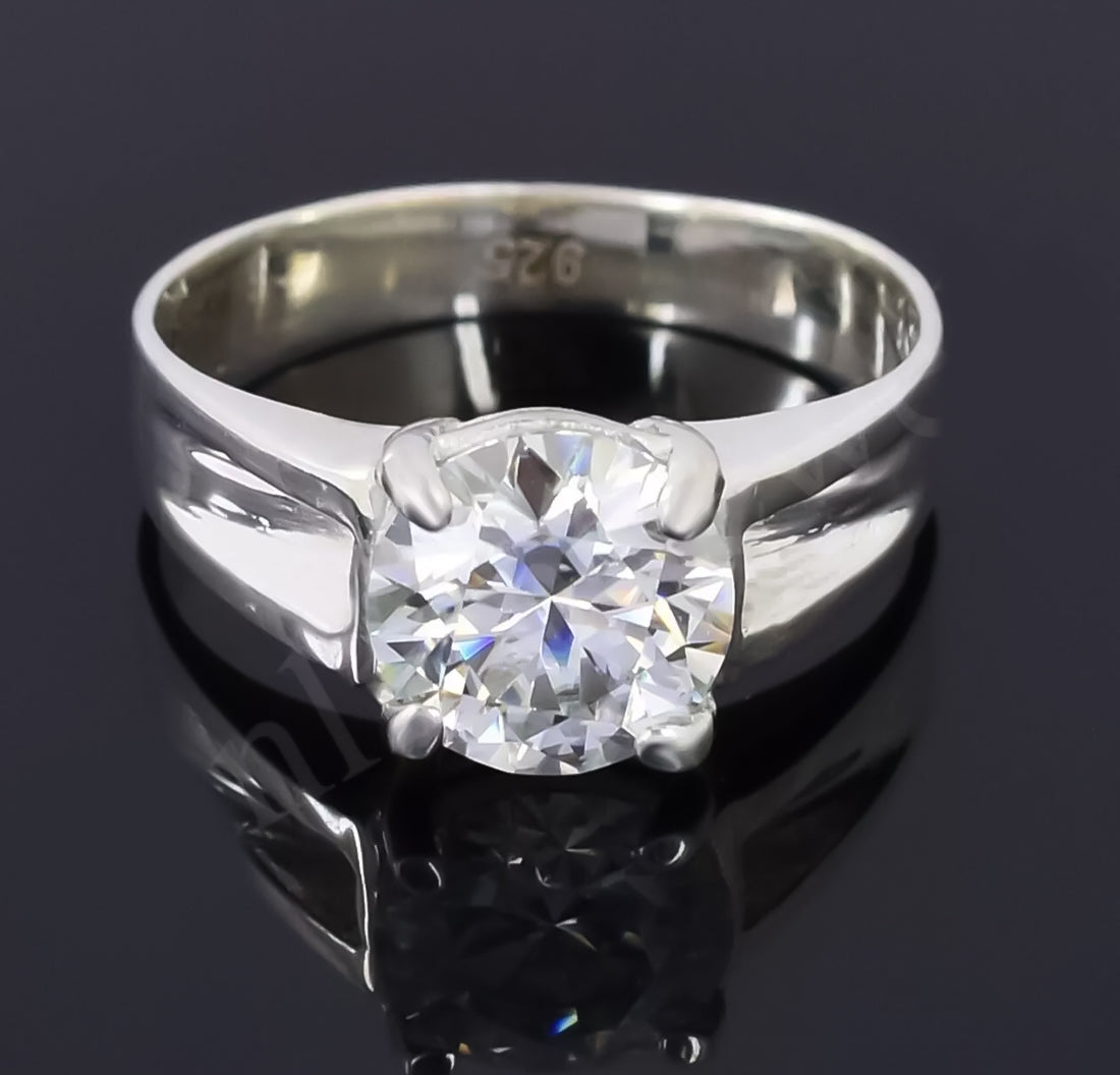 2.50 Ct White Round Cut Certified Moissanite Solitaire Ring 18K Gold Plated