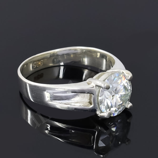 2.50 Ct White Round Cut Certified Moissanite Solitaire Ring 18K Gold Plated