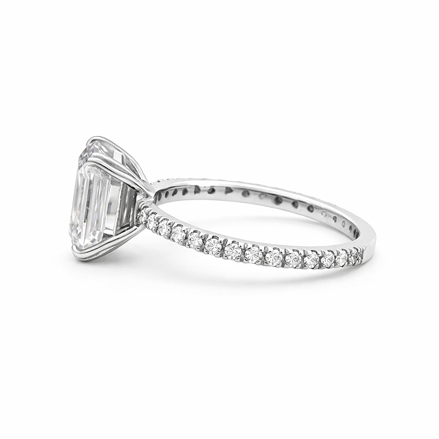 5.20 Ct Emerald Cut Certified White Solitaire Moissanite Ring 18K Gold Plated Verme 18K Gold Plated