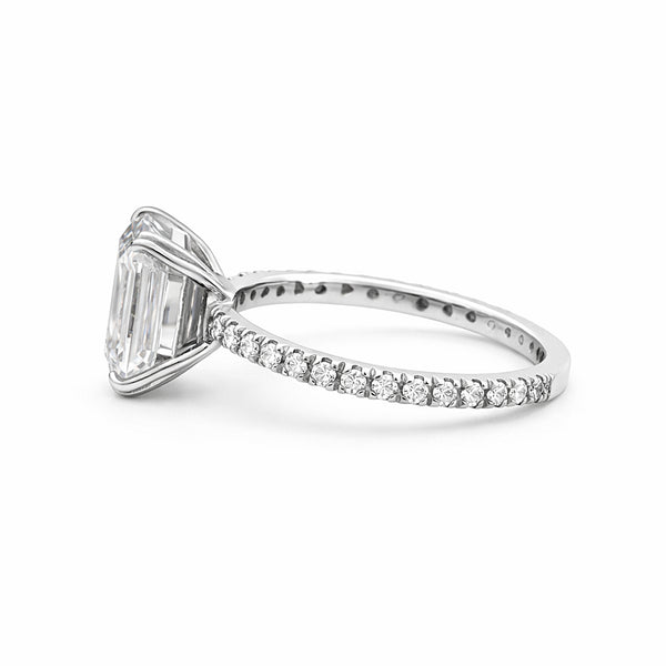 5.20 Ct Emerald Cut Certified White Solitaire Moissanite Ring 18K Gold Plated Verme 18K Gold Plated