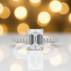 5.20 Ct Emerald Cut Certified White Solitaire Moissanite Ring 18K Gold Plated Verme 18K Gold Plated