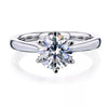 Certified 2 ct DEW Round White Moissanite Solitaire Ring, Double Prongs 18K Gold Plated