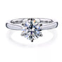 Certified 2 ct DEW Round White Moissanite Solitaire Ring, Double Prongs 18K Gold Plated