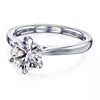 Certified 2 ct DEW Round White Moissanite Solitaire Ring, Double Prongs 18K Gold Plated