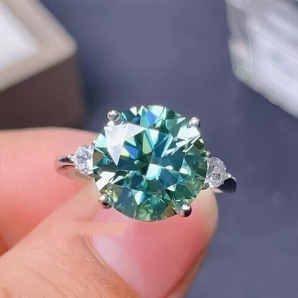 Certified 2.80 ct DEW Round Cut Blue Moissanite Solitaire For Engagement Ring 18K Gold P 18K Gold Plated