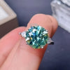 Certified 2.80 ct DEW Round Cut Blue Moissanite Solitaire For Engagement Ring 18K Gold P 18K Gold Plated