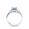 3.2 ct DEW Blue Moissanite Cushion Solitaire Ring - 18K Gold Vermeil on 925 Sterling Silver