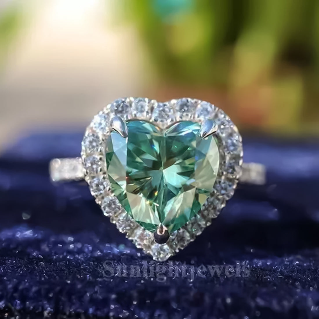 11.20 Ct Certified Heart Cut Blue Moissanite Engagement Ring 18K Gold Plated Vermei 18K Gold Plated